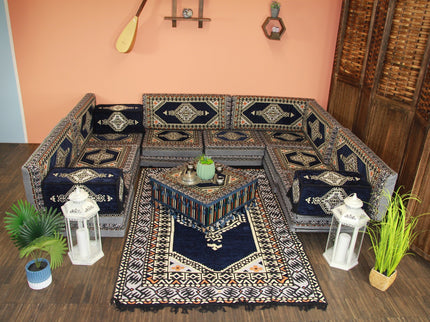 Orientalische Sitzecke, traditionelles Orientalisches Sofa, 27-tlg. Sitzkissen-Set