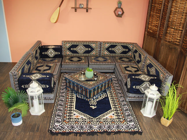 Orientalische Sitzecke, traditionelles Orientalisches Sofa, 27-tlg. Sitzkissen-Set