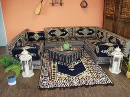 Orientalische Sitzecke, traditionelles Orientalisches Sofa, 27-tlg. Sitzkissen-Set