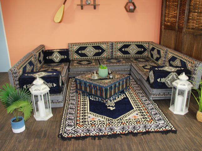 Orientalische Sitzecke, traditionelles Orientalisches Sofa, 27-tlg. Sitzkissen-Set
