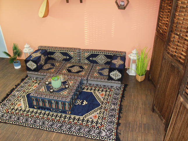 9-tlg. Kissenset, Orientalisch, Sark Kösesi, Yastik, Orient-Sitzecke, Sitzkissen-Set