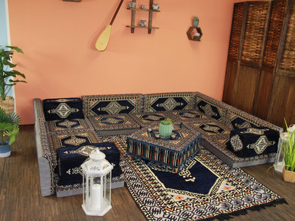 Orientalische Sitzkissen, Sitzecke, Sark Kösesi, 19-tlg. Orientalisches Sofa