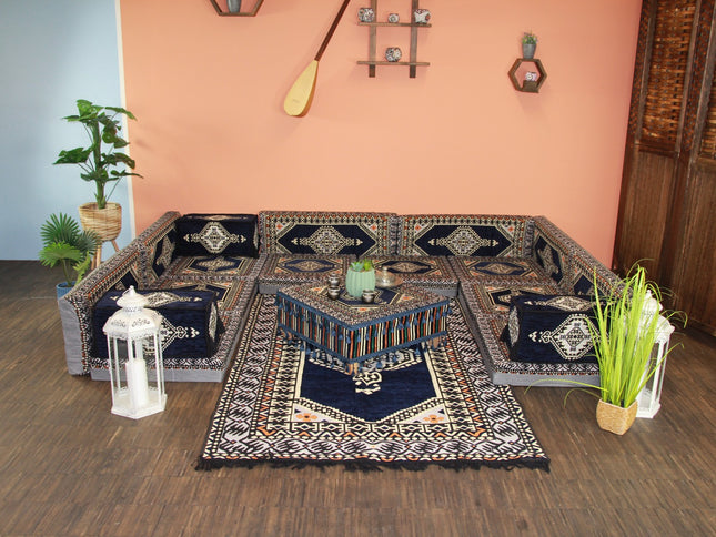 Orientalische Sitzkissen, Sitzecke, Sark Kösesi, 19-tlg. Orientalisches Sofa