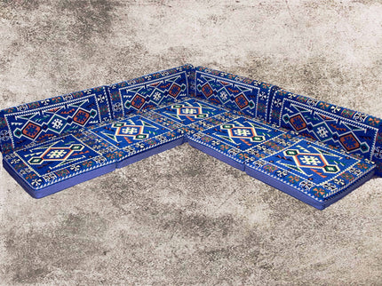 Orientalische Sitzecke 9-teilig – Handgefertigtes Bodensofa aus Kilim-Stoff