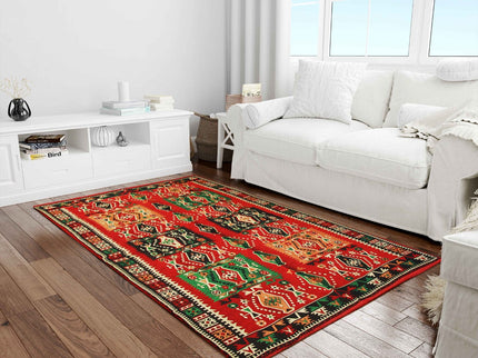Dekorativer Boho-Teppich, Handgefertigter Großer Kelim Teppich, Anatolischer Kelim Teppich
