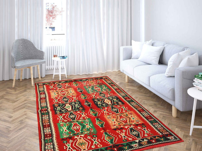 Dekorativer Boho-Teppich, Handgefertigter Großer Kelim Teppich, Anatolischer Kelim Teppich