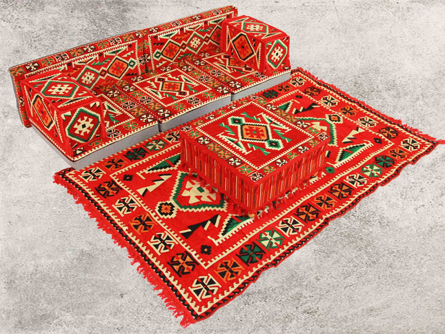 9-tlg. Kissenset, Orientalisch, Sark Kösesi, Yastik, Orient-Sitzecke, Sitzkissen-Set