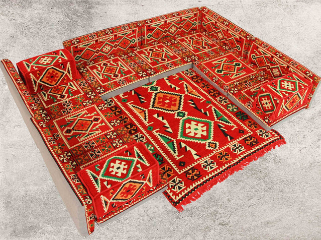Orientalische Sitzkissen, Sitzecke, Sark Kösesi, 18-tlg. Orientalisches Sofa