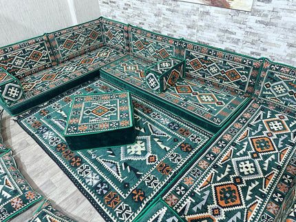 U förmiges orientalisches Sofa Set, Majlis-Sitzmöbel, Arabische Majlis, Bodenkissen, Türkisches Bode