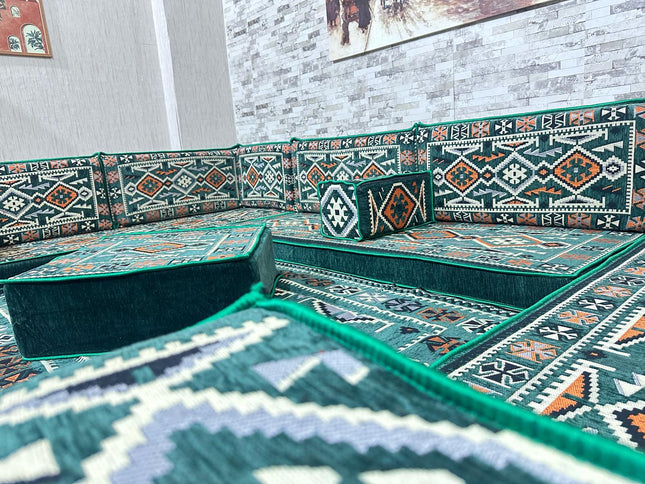 U förmiges orientalisches Sofa Set, Majlis-Sitzmöbel, Arabische Majlis, Bodenkissen, Türkisches Bode