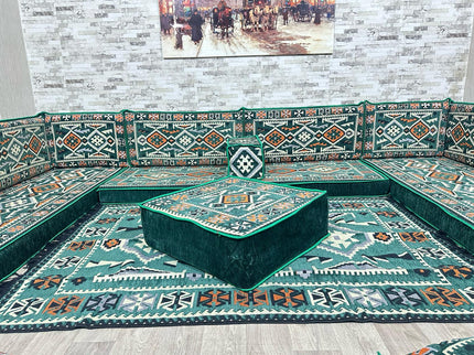 U förmiges orientalisches Sofa Set, Majlis-Sitzmöbel, Arabische Majlis, Bodenkissen, Türkisches Bode