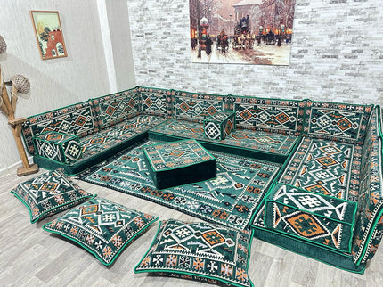 U förmiges orientalisches Sofa Set, Majlis-Sitzmöbel, Arabische Majlis, Bodenkissen, Türkisches Bode