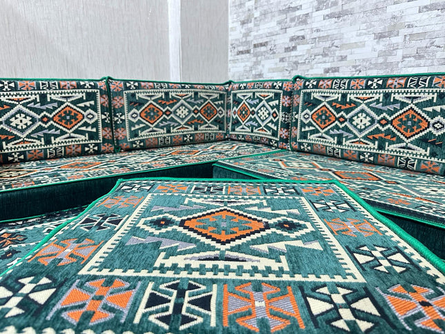 U förmiges orientalisches Sofa Set, Majlis-Sitzmöbel, Arabische Majlis, Bodenkissen, Türkisches Bode