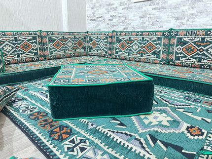 L förmiges orientalisches Sofa Set, Palettensofa, Bodenkissen, Arabische Majlis, Türkisches Boden Si