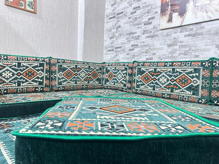 L förmiges orientalisches Sofa Set, Palettensofa, Bodenkissen, Arabische Majlis, Türkisches Boden Si