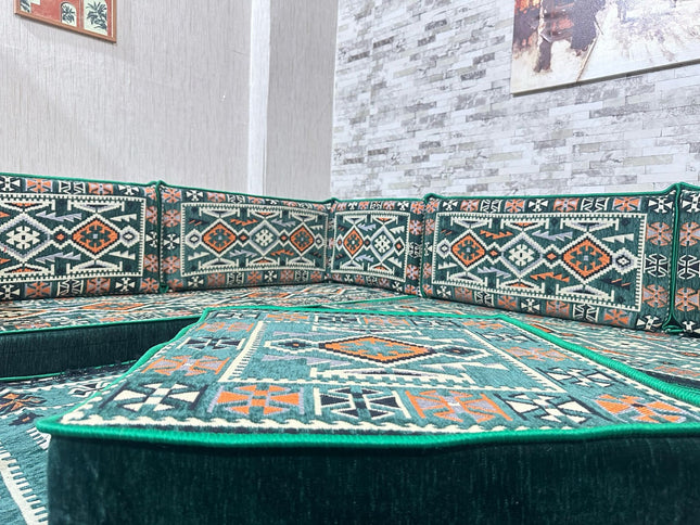 L förmiges orientalisches Sofa Set, Palettensofa, Bodenkissen, Arabische Majlis, Türkisches Boden Si
