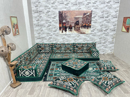 L förmiges orientalisches Sofa Set, Palettensofa, Bodenkissen, Arabische Majlis, Türkisches Boden Si
