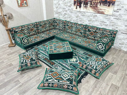 L förmiges orientalisches Sofa Set, Palettensofa, Bodenkissen, Arabische Majlis, Türkisches Boden Si