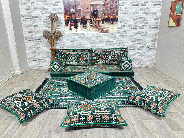 Orientalisches Sofa Set, Majlis-Sitzmöbel, Bodenkissen, Arabische Majlis, Türkisches Boden Sitzset