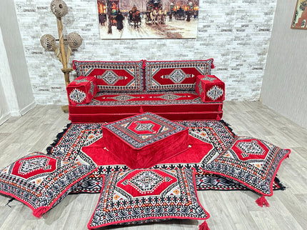 Arabische Majlis, Orientalisches Sofa Set, Majlis-Sitzmöbel, Bodenkissen, Türkisches Boden Sitzset