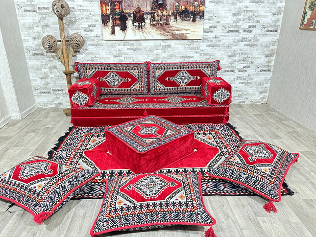 Arabische Majlis, Orientalisches Sofa Set, Majlis-Sitzmöbel, Bodenkissen, Türkisches Boden Sitzset