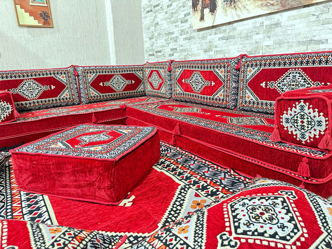 L förmiges orientalisches Sofa Set, Majlis-Sitzmöbel, Bodenkissen, Arabische Majlis, Türkisches Bode