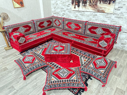L förmiges orientalisches Sofa Set, Majlis-Sitzmöbel, Bodenkissen, Arabische Majlis, Türkisches Bode