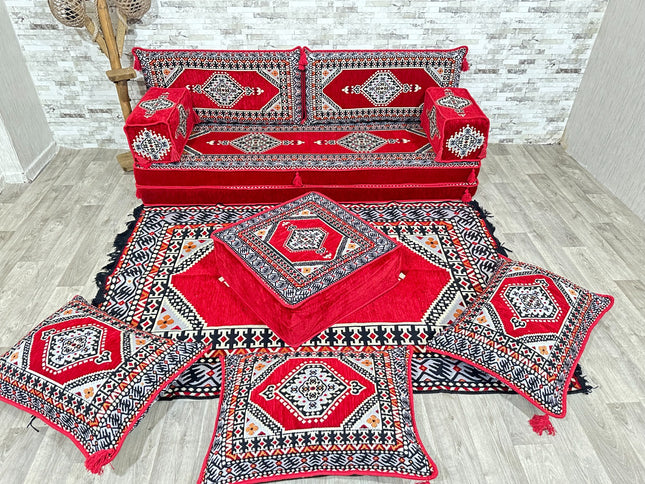 Arabische Majlis, Orientalisches Sofa Set, Majlis-Sitzmöbel, Bodenkissen, Türkisches Boden Sitzset