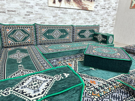 Türkisches Boden Sitzset, Arabische Majlis Sitzecke, L förmiges orientalisches Sofa Set, Majlis-Sitz