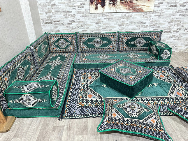 Türkisches Boden Sitzset, Arabische Majlis Sitzecke, L förmiges orientalisches Sofa Set, Majlis-Sitz