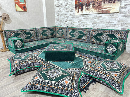 Türkisches Boden Sitzset, Arabische Majlis Sitzecke, L förmiges orientalisches Sofa Set, Majlis-Sitz