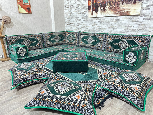 Türkisches Boden Sitzset, Arabische Majlis Sitzecke, L förmiges orientalisches Sofa Set, Majlis-Sitz
