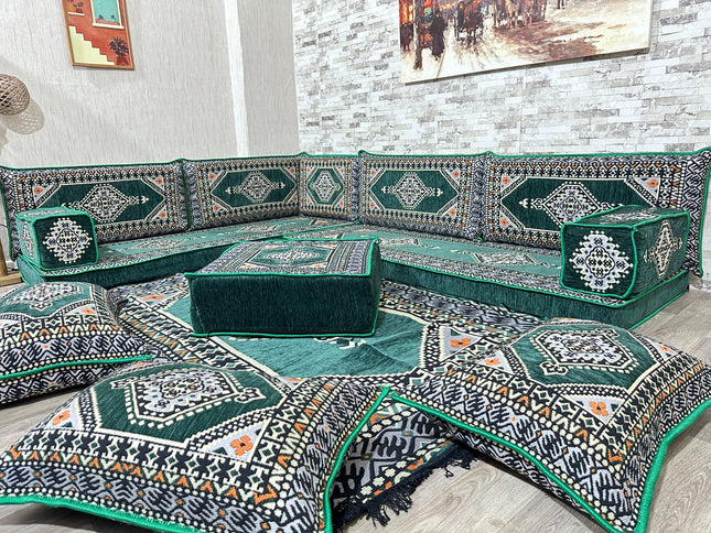 Türkisches Boden Sitzset, Arabische Majlis Sitzecke, L förmiges orientalisches Sofa Set, Majlis-Sitz