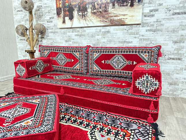 Arabische Majlis, Orientalisches Sofa Set, Majlis-Sitzmöbel, Bodenkissen, Türkisches Boden Sitzset