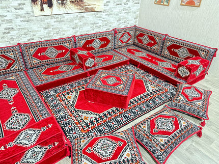 U förmiges orientalisches Sofa Set, Majlis-Sitzmöbel, Arabische Majlis, Bodenkissen, Türkisches Bode