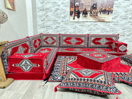 L förmiges orientalisches Sofa Set, Majlis-Sitzmöbel, Bodenkissen, Arabische Majlis, Türkisches Bode