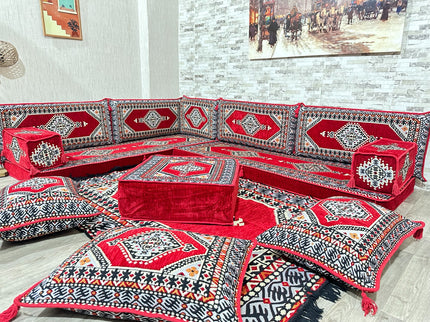 L förmiges orientalisches Sofa Set, Majlis-Sitzmöbel, Bodenkissen, Arabische Majlis, Türkisches Bode