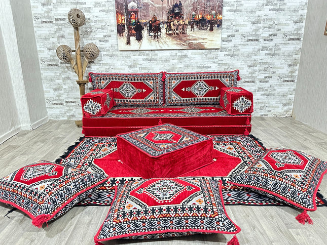 Arabische Majlis, Orientalisches Sofa Set, Majlis-Sitzmöbel, Bodenkissen, Türkisches Boden Sitzset