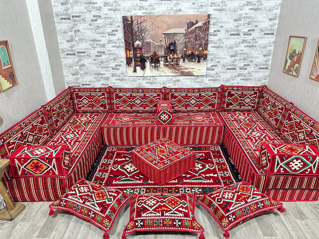Türkisches Boden Sitzkissen, Arabische Majlis, U förmiges Orientalisches Sofa Set, Majlis-Sitzmöbel,