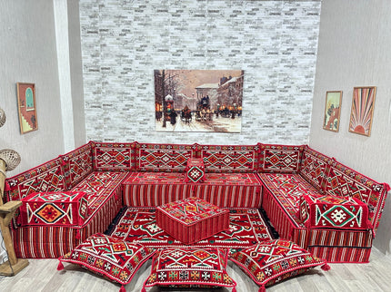Türkisches Boden Sitzkissen, Arabische Majlis, U förmiges Orientalisches Sofa Set, Majlis-Sitzmöbel,