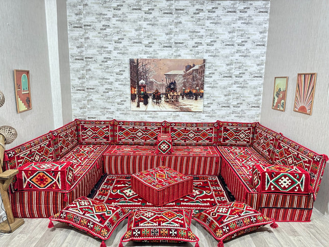 Türkisches Boden Sitzkissen, Arabische Majlis, U förmiges Orientalisches Sofa Set, Majlis-Sitzmöbel,