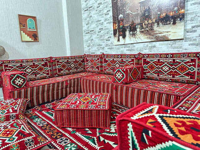 Türkisches Boden Sitzkissen, Arabische Majlis, U förmiges Orientalisches Sofa Set, Majlis-Sitzmöbel,