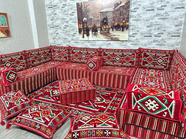 Türkisches Boden Sitzkissen, Arabische Majlis, U förmiges Orientalisches Sofa Set, Majlis-Sitzmöbel,