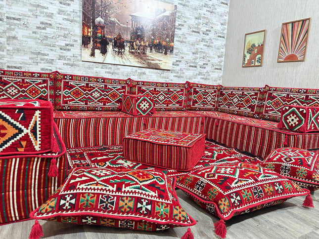 Türkisches Boden Sitzkissen, Arabische Majlis, U förmiges Orientalisches Sofa Set, Majlis-Sitzmöbel,