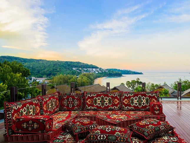 L förmiges orientalisches Sofa Set, Majlis-Sitzmöbel, Bodenkissen, Arabische Majlis, Türkisches Bode