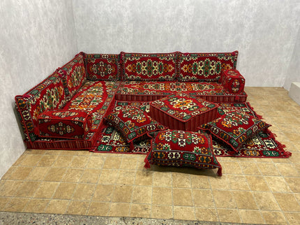 L förmiges orientalisches Sofa Set, Majlis-Sitzmöbel, Bodenkissen, Arabische Majlis, Türkisches Bode