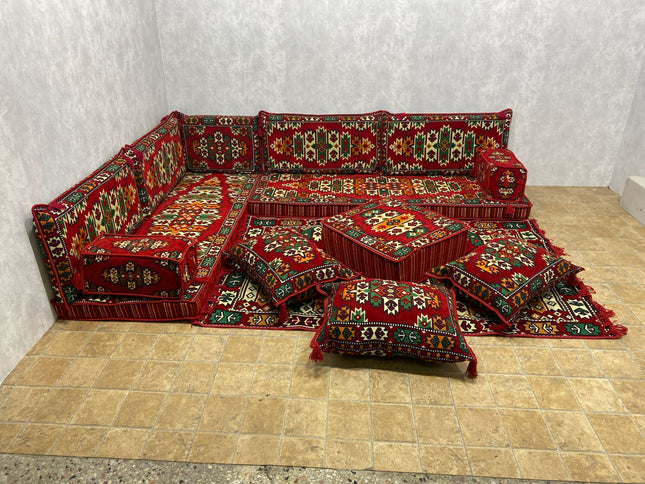 L förmiges orientalisches Sofa Set, Majlis-Sitzmöbel, Bodenkissen, Arabische Majlis, Türkisches Bode