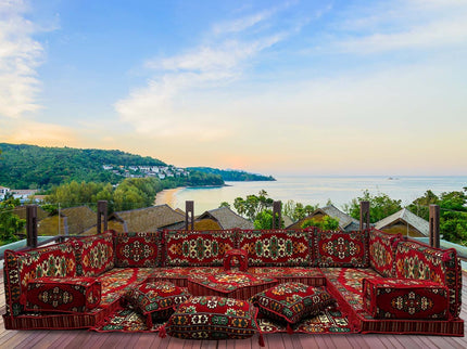 U förmiges orientalisches Sofa Set, Majlis-Sitzmöbel, Arabische Majlis, Bodenkissen, Türkisches Bode