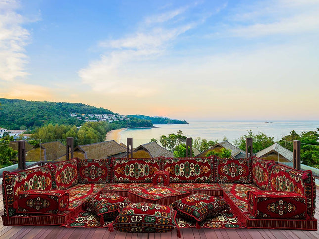 U förmiges orientalisches Sofa Set, Majlis-Sitzmöbel, Arabische Majlis, Bodenkissen, Türkisches Bode