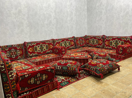 U förmiges orientalisches Sofa Set, Majlis-Sitzmöbel, Arabische Majlis, Bodenkissen, Türkisches Bode